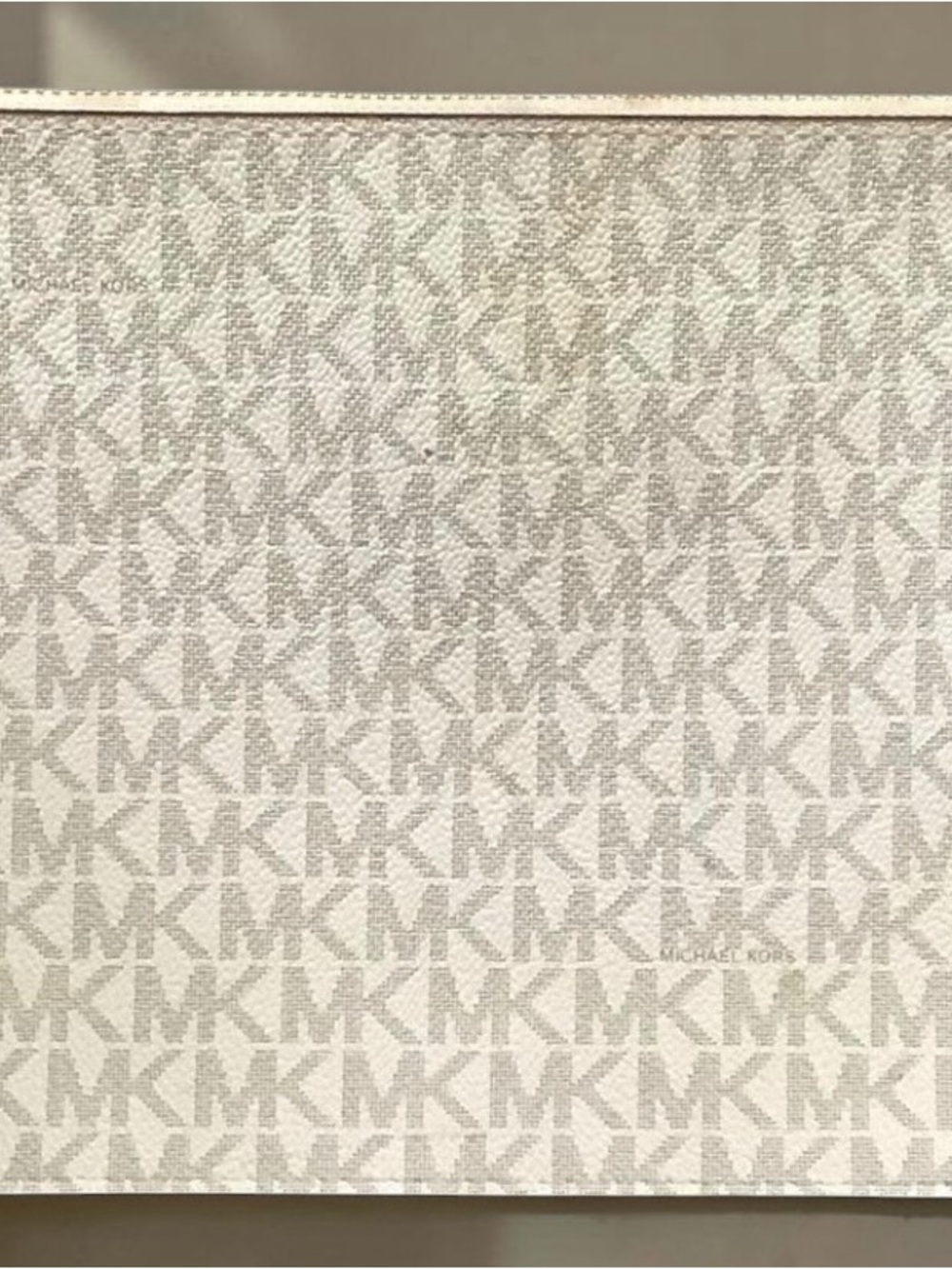 Michael Kors Jet Set Large Wristlet Vanilla Signature MK Logo Coated Canvas